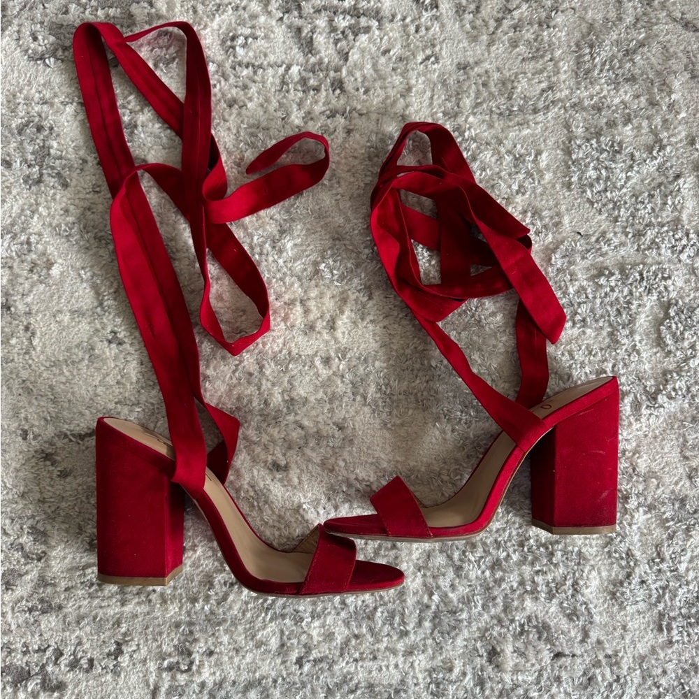Lulu's Bold Red Block Heels